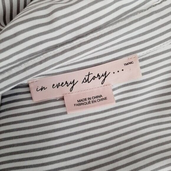 IN EVERY STORY / Penningtons Button Down Striped Shirt Lace-Up Sides Sz X - Picture 10 of 11